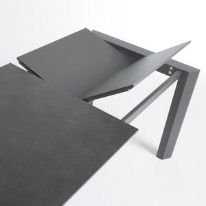 Antracit fekete kerámia összecsukható étkezőasztal Kave Home I. tengely. 160/220 x 90 cm