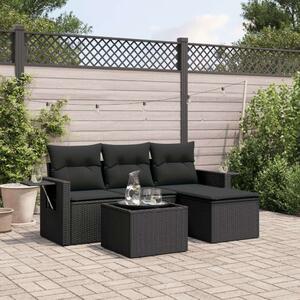 VidaXL Polyrattan Kerti Ülőgarnitúra - 4 részes - Fekete