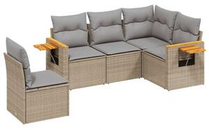 VidaXL 5 részes Polyrattan Kerti Ülőgarnitúra - Bézs