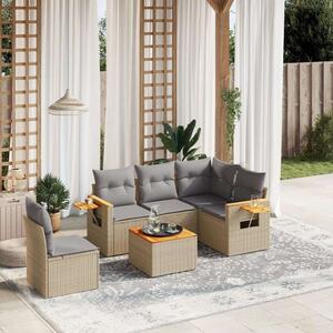 VidaXL Polyrattan Kerti Ülőgarnitúra - 6 részes - Bézs