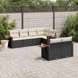 VidaXL 7 Részes Kerti Ülőgarnitúra - Fekete Polyrattan