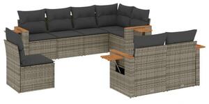 VidaXL Polyrattan Kerti Ülőgarnitúra - 8 részes - Szürke