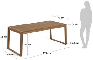 Fából készült kerti asztal Kave Home Emili 190 x 90 cm