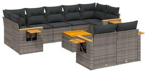 VidaXL Polyrattan Kerti Ülőgarnitúra - 10 részes - Szürke