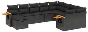 VidaXL Polyrattan Kerti Ülőgarnitúra - 10 részes - Fekete