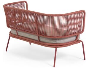 Vörös-barna kötött kerti kanapé Kave Home Nadin 135 cm