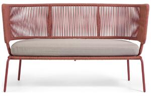 Vörös-barna kötött kerti kanapé Kave Home Nadin 135 cm