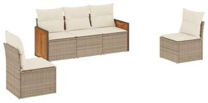 VidaXL Polyrattan Kerti Ülőgarnitúra - 5 részes - Bézs