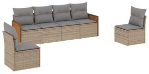 VidaXL Polyrattan Kerti Ülőgarnitúra - 6 részes - Bézs