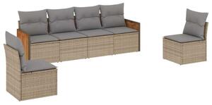 VidaXL Polyrattan Kerti Ülőgarnitúra - 6 részes - Bézs