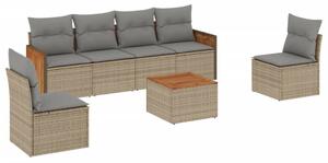 VidaXL Polyrattan Kerti Ülőgarnitúra - 7 részes - Bézs