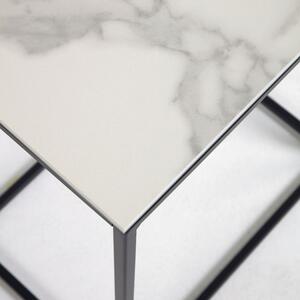 Fehér kerámia oldalasztal Kave Home Rewena 45 x 30 cm