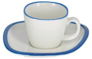 Fehér-kék porcelán csésze és csészealj Kave Home Odalin 90 ml