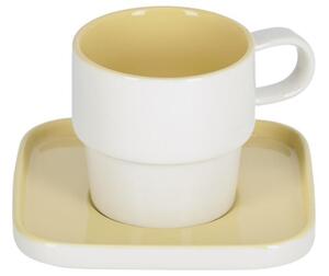 Sárga porcelán csésze és csészealj Kave Home Midori 180 ml