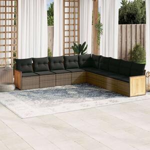 VidaXL Polyrattan Kerti Ülőgarnitúra - 9 részes - Szürke