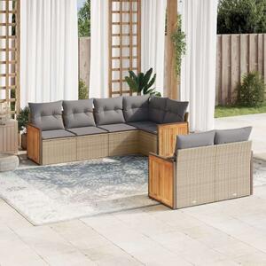 VidaXL Polyrattan Kerti Ülőgarnitúra - 7 részes - Bézs
