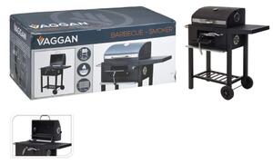 VAGGAN faszenes grill és füstölő, fedővel, hőmérővel és tárolóhellyel, 92 x 46 x 96 cm, fekete
