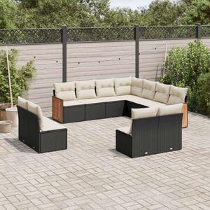 VidaXL Polyrattan Kerti Ülőgarnitúra - 11 részes - Fekete