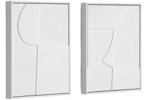 Két fehér absztrakt festmény készlete Kave Home Beija 32 x 42 cm