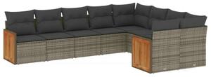 VidaXL Polyrattan Kerti Ülőgarnitúra - 9 részes - Szürke
