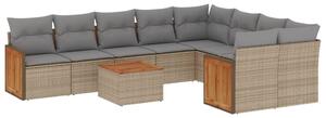 VidaXL Polyrattan Kerti Ülőgarnitúra - 10 részes - Bézs