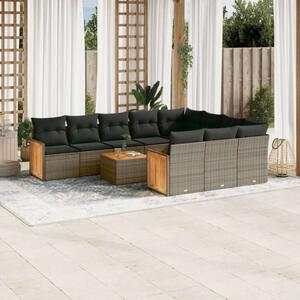 VidaXL Polyrattan Kerti Ülőgarnitúra - 11 részes - Szürke