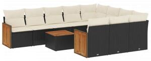 VidaXL Polyrattan Kerti Ülőgarnitúra - 11 részes - Fekete