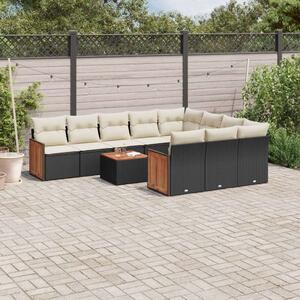 VidaXL Polyrattan Kerti Ülőgarnitúra - 11 részes - Fekete