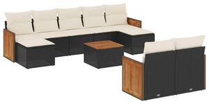 VidaXL Polyrattan Kerti Ülőgarnitúra - 10 részes - Fekete
