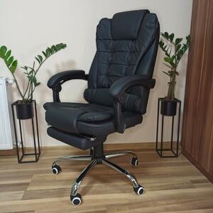 Ergonomic-DL fekete gazdagon kárpitozott főnöki fotel irodai szék forgószék erős