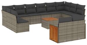 VidaXL Polyrattan Kerti Ülőgarnitúra - 13 részes - Szürke