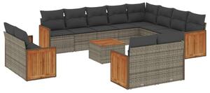 VidaXL Polyrattan Kerti Ülőgarnitúra - 13 részes - Szürke