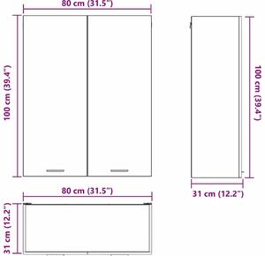 VidaXL Függő szekrény Riga Sonoma tölgy 80 x 31 x 100 cm Faanyag