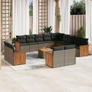 VidaXL Polyrattan Kerti Ülőgarnitúra - 14 részes - Szürke