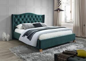 Aspen Velvet Luxus Bársony Franciaágy Zöld Steppelt Fejvéggel ASPENV160ZD