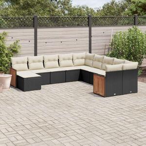 VidaXL Polyrattan Kerti Ülőgarnitúra - 11 részes - Fekete
