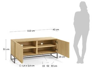 Tölgy TV asztal Kave Home Taiana II. 112 x 42 cm