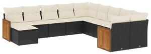 VidaXL Polyrattan Kerti Ülőgarnitúra - 11 részes - Fekete