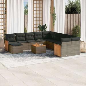 VidaXL Polyrattan Kerti Ülőgarnitúra - 12 részes, Szürke