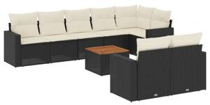 VidaXL Polyrattan Kerti Ülőgarnitúra - 9 részes - Fekete