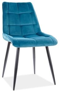 Chic Velvet Türkiz Bársony Étkezőszék Fekete Fém Lábakkal