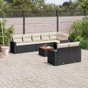 VidaXL Polyrattan Kerti Ülőgarnitúra - 9 részes - Fekete