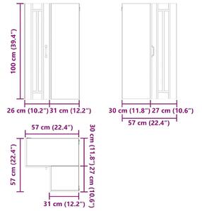 VidaXL Konyhaszekrény Fekete 57 x 57 x 100 cm Faanyag