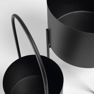 Két fekete fém virágcserép készlete Kave Home Cefre Ø 25 cm / 16,5 cm