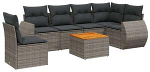 VidaXL 7 részes szürke polyrattan kerti ülőgarnitúra párnákkal