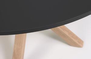 Fekete lakkozott étkezőasztal Kave Home Argo 120 cm természetes fém talppal