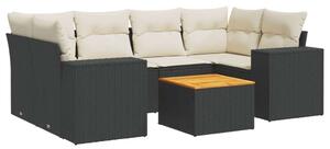 VidaXL Polyrattan Kerti Ülőgarnitúra - 7 részes - Fekete