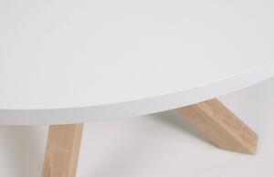 Fehér étkezőasztal Kave Home Argo 120 cm természetes fém talppal