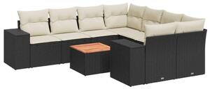 VidaXL Polyrattan Kerti Ülőgarnitúra - 9 részes - Fekete