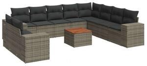 Polyrattan Kerti Ülőgarnitúra - 11 részes - Szürke